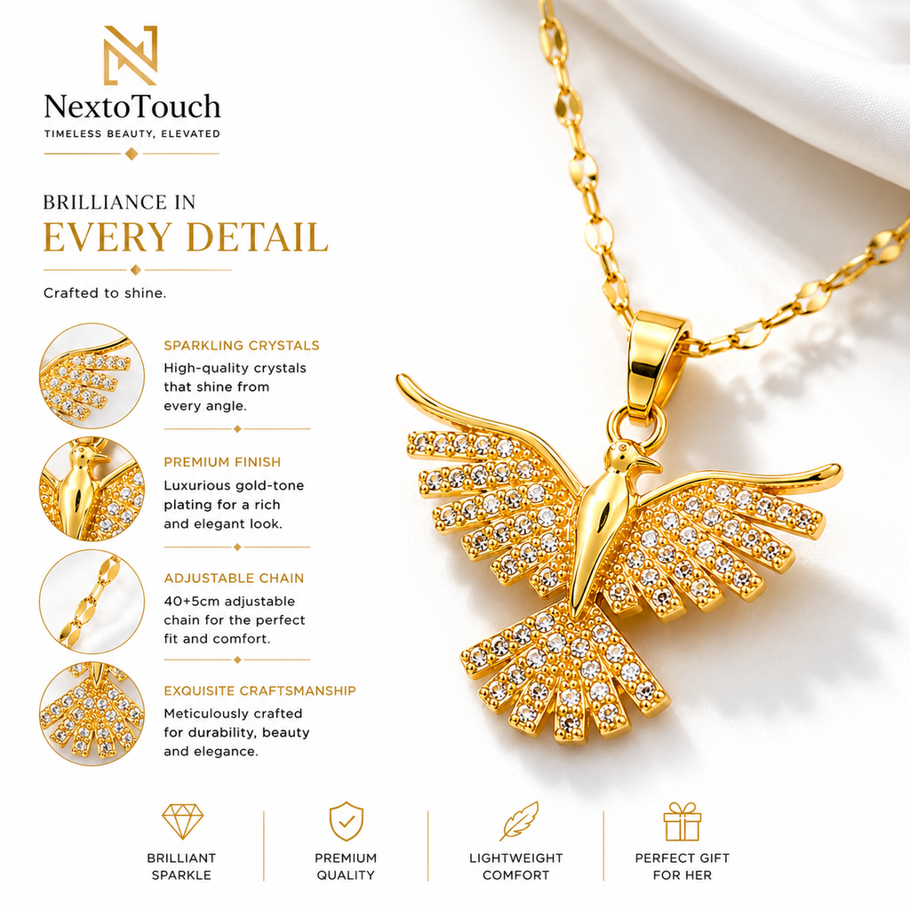 Golden Phoenix Crystal Necklace