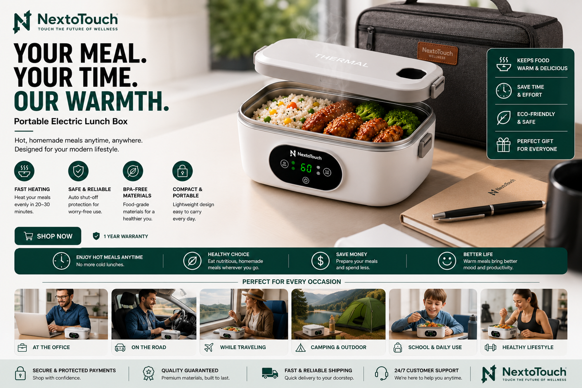 Portable Electric Heated Lunch Box | Stainless Steel Food Warmer