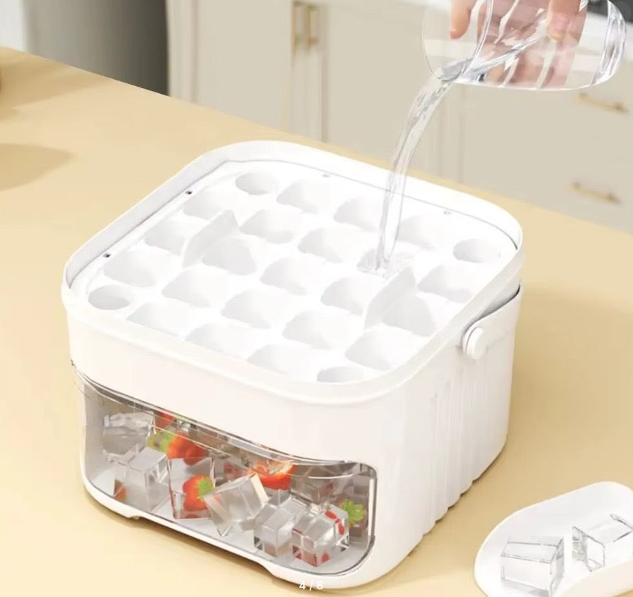 Smart Press-Type Ice Cube Maker & Dispenser with Storage Bin