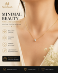 Minimalist Solitaire Crystal Necklace | Gold Titanium Steel