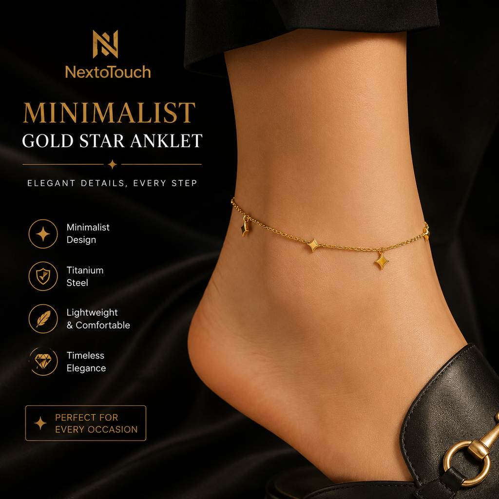 Minimalist Gold Star Anklet | Titanium Steel