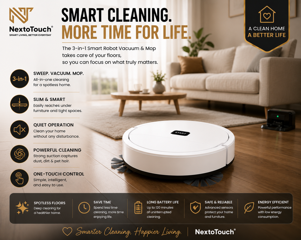 3-in-1 Smart Robot Vacuum & Mop | Automatic Floor Cleaning Robot