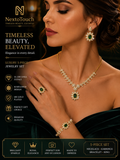 Luxury Emerald Sunflower Jewelry Set – 18K Gold Plated | 5-Piece Bridal Collection