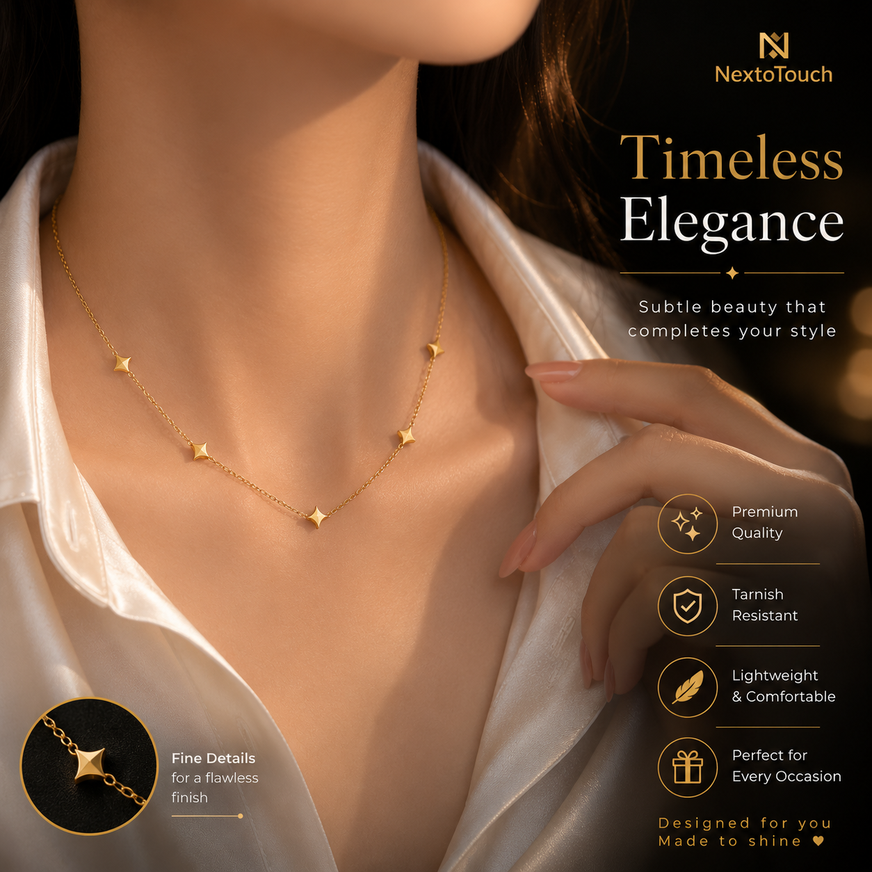 Minimalist Gold-Plated Star Necklace | Titanium Steel Chai