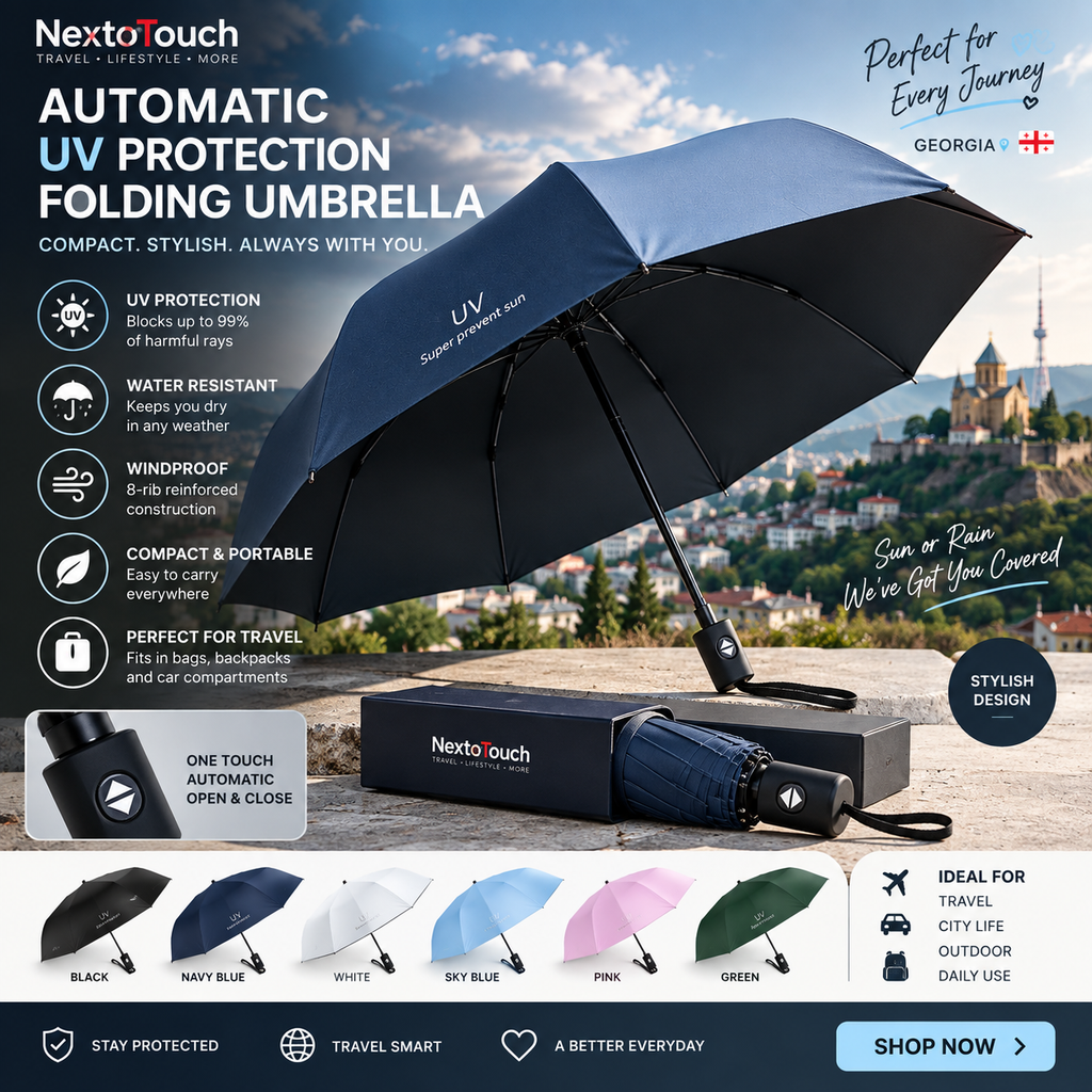 Automatic UV Protection Folding Umbrella – Windproof & Compact