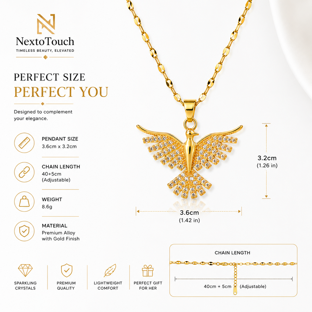 Golden Phoenix Crystal Necklace