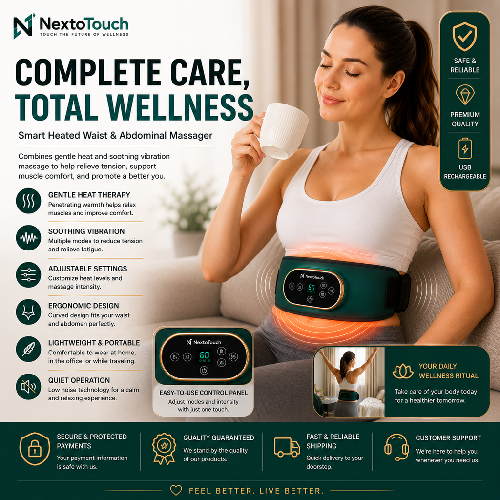 Smart Heated Waist & Abdominal Massager | Heat & Vibration Therapy Belt