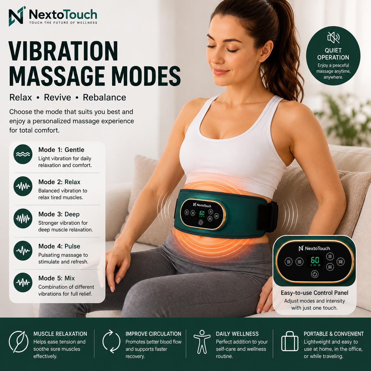 Smart Heated Waist & Abdominal Massager | Heat & Vibration Therapy Belt