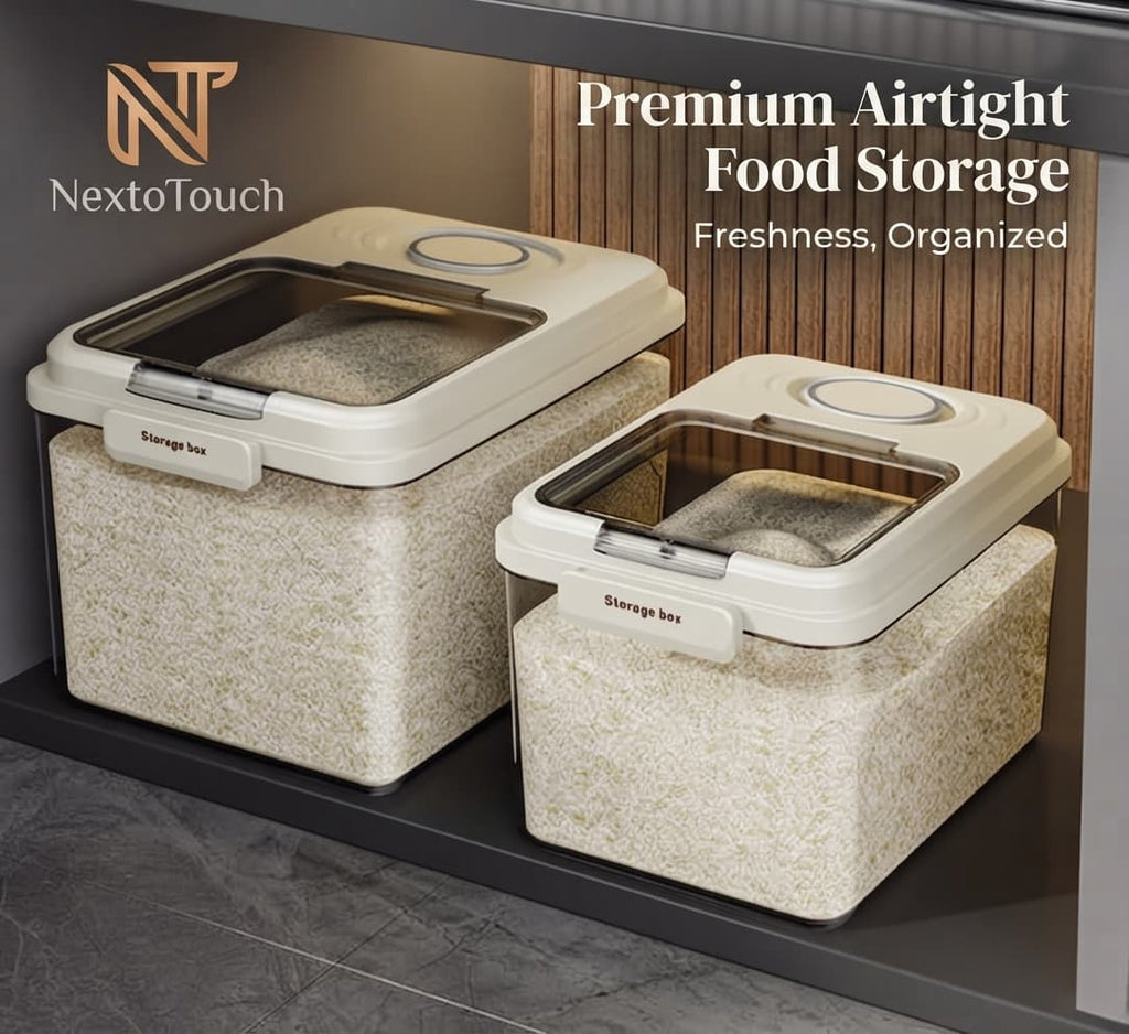 Airtight Rice Storage Container with Measuring Cup & Pour Spout