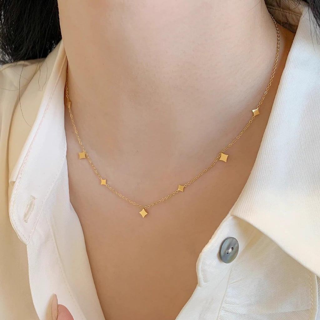 Minimalist Gold-Plated Star Necklace | Titanium Steel Chai