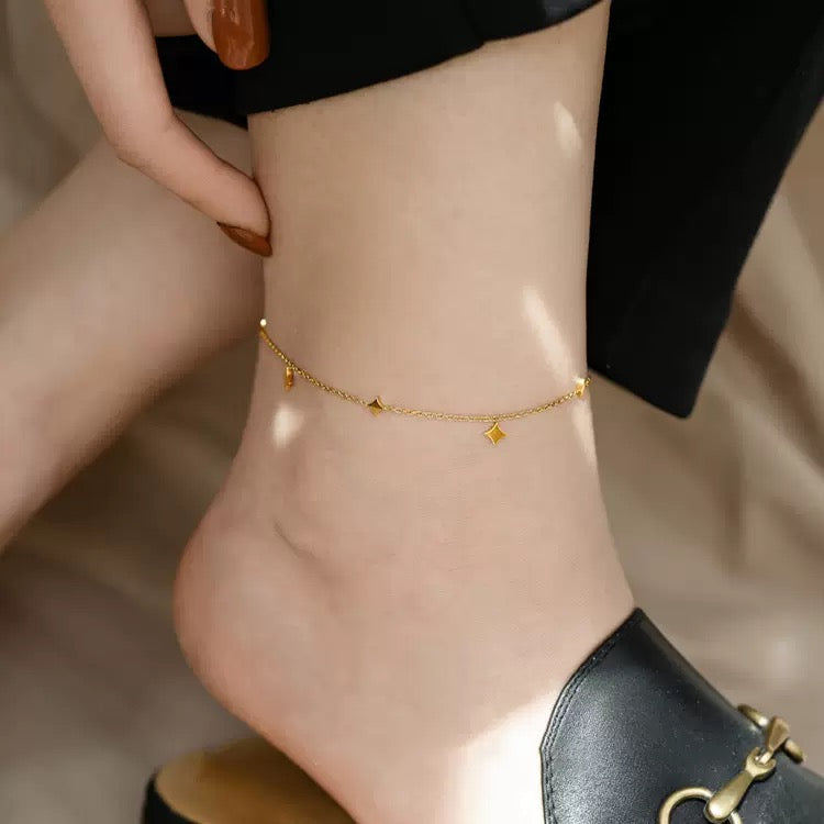 Minimalist Gold Star Anklet | Titanium Steel