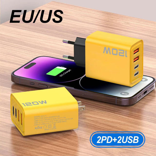 120W Fast Charging Wall Charger | 4-Port USB & USB-C PD Charger