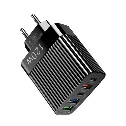 120W Multi-Port Fast Charger | 5-Port USB & USB-C PD Wall Charger (EU Plug)