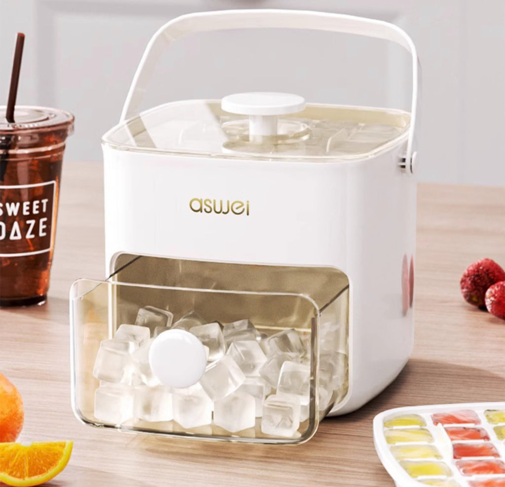Smart Press-Type Ice Cube Maker & Dispenser with Storage Bin