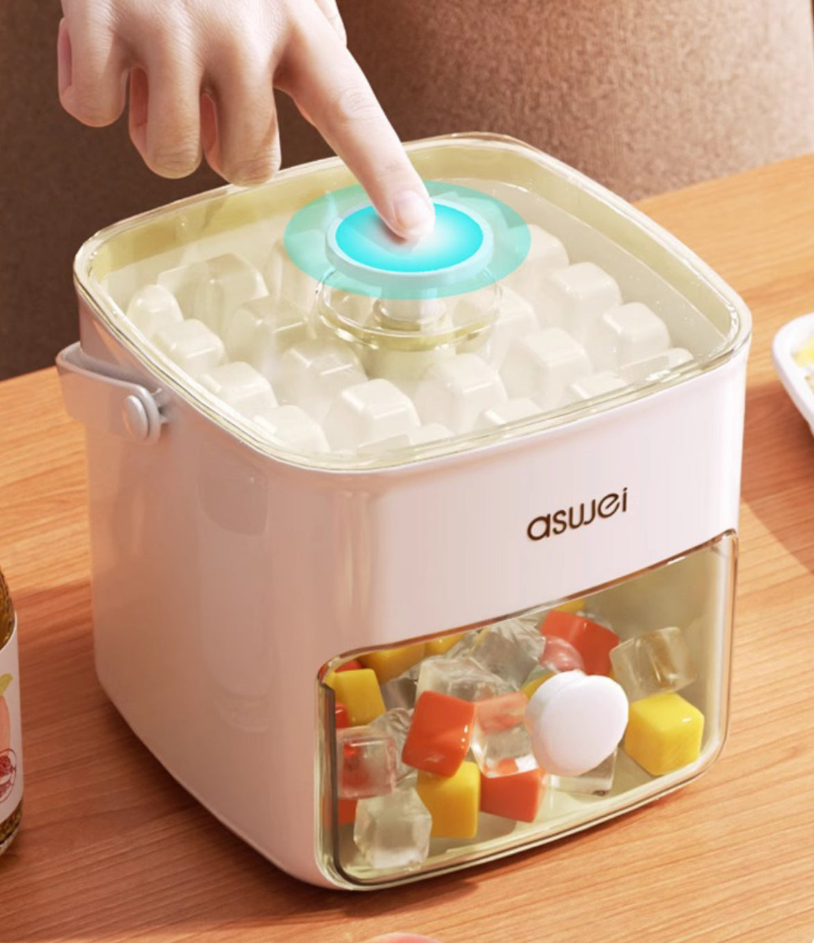 Smart Press-Type Ice Cube Maker & Dispenser with Storage Bin