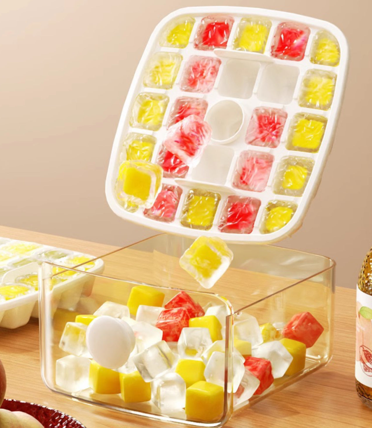 Smart Press-Type Ice Cube Maker & Dispenser with Storage Bin
