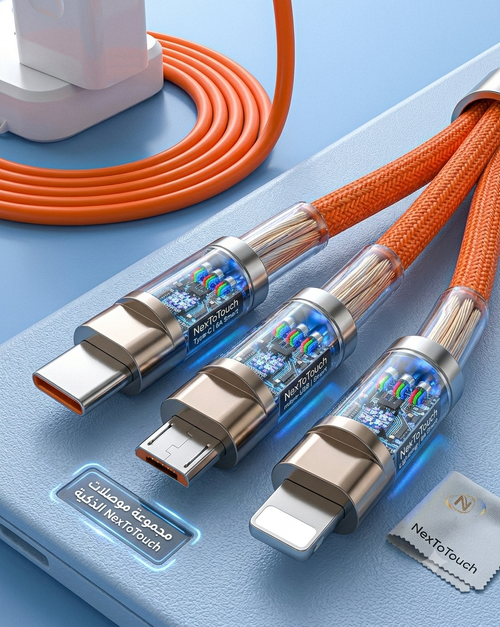 3-in-1 6A Fast Charging Cable – USB-C, Lightning & Micro USB