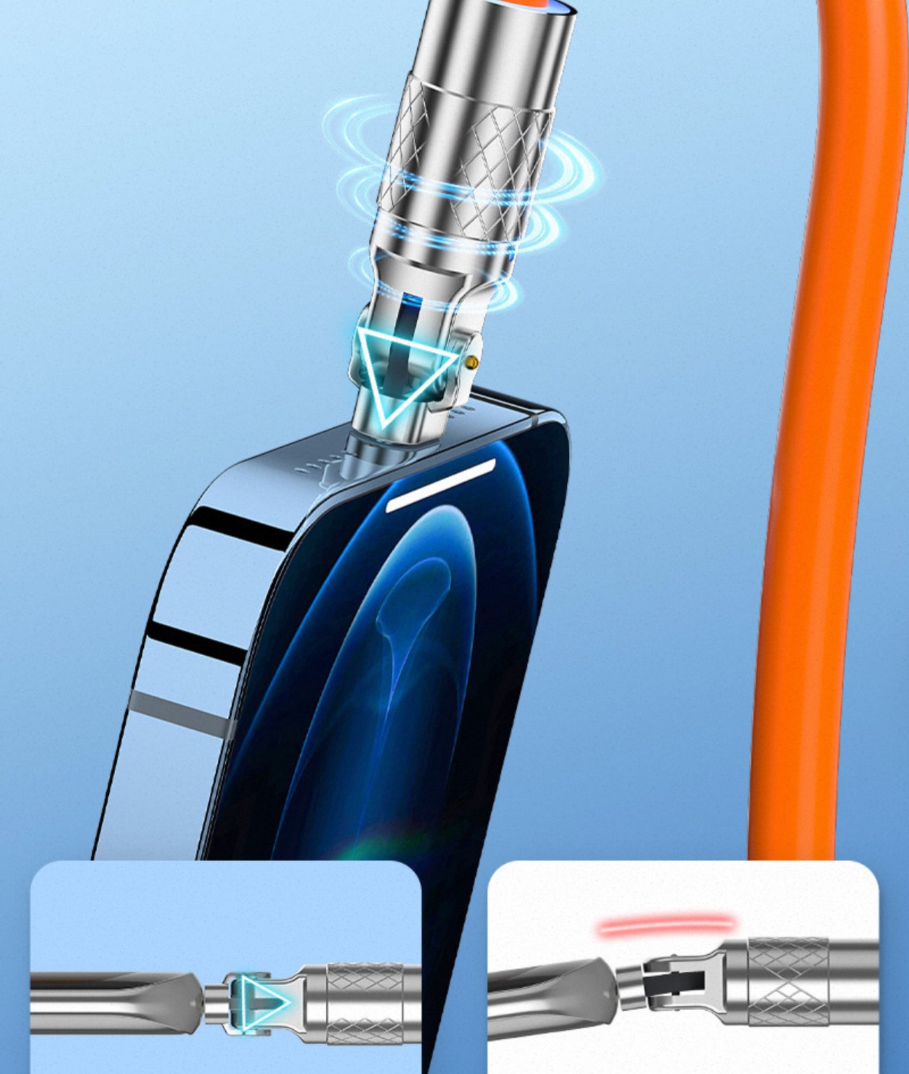 NextoTouch 120W Super Fast Charging Cable - 180° Rotating Design for Maximum Comfort.