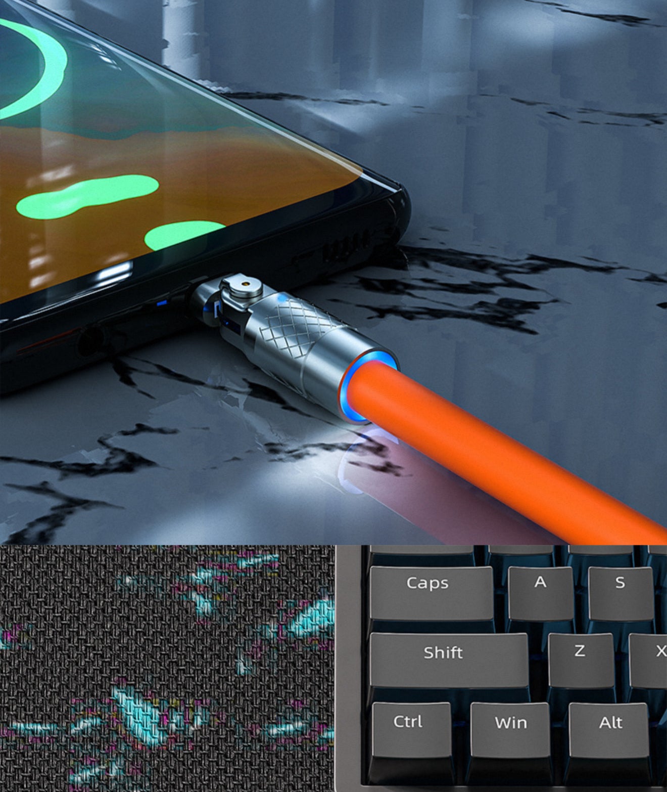 NextoTouch 120W Super Fast Charging Cable - 180° Rotating Design for Maximum Comfort.