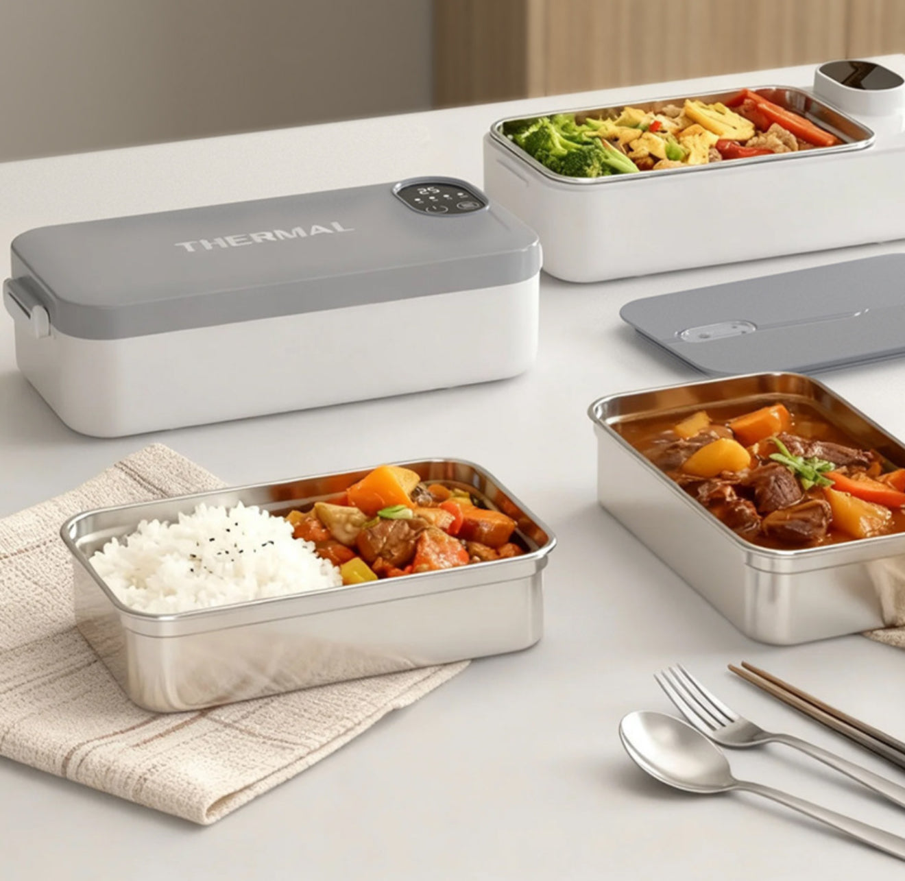 3-in-1 Portable Thermal Lunch Box - Smart Heating Food Warmer