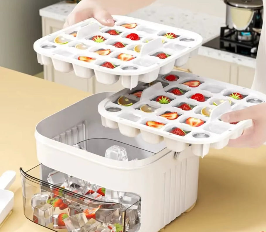 Smart Press-Type Ice Cube Maker & Dispenser with Storage Bin