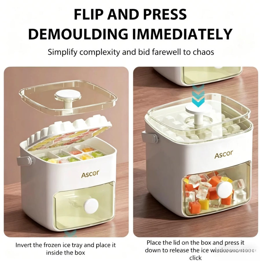 Smart Press-Type Ice Cube Maker & Dispenser with Storage Bin