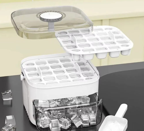 Smart Press-Type Ice Cube Maker & Dispenser with Storage Bin