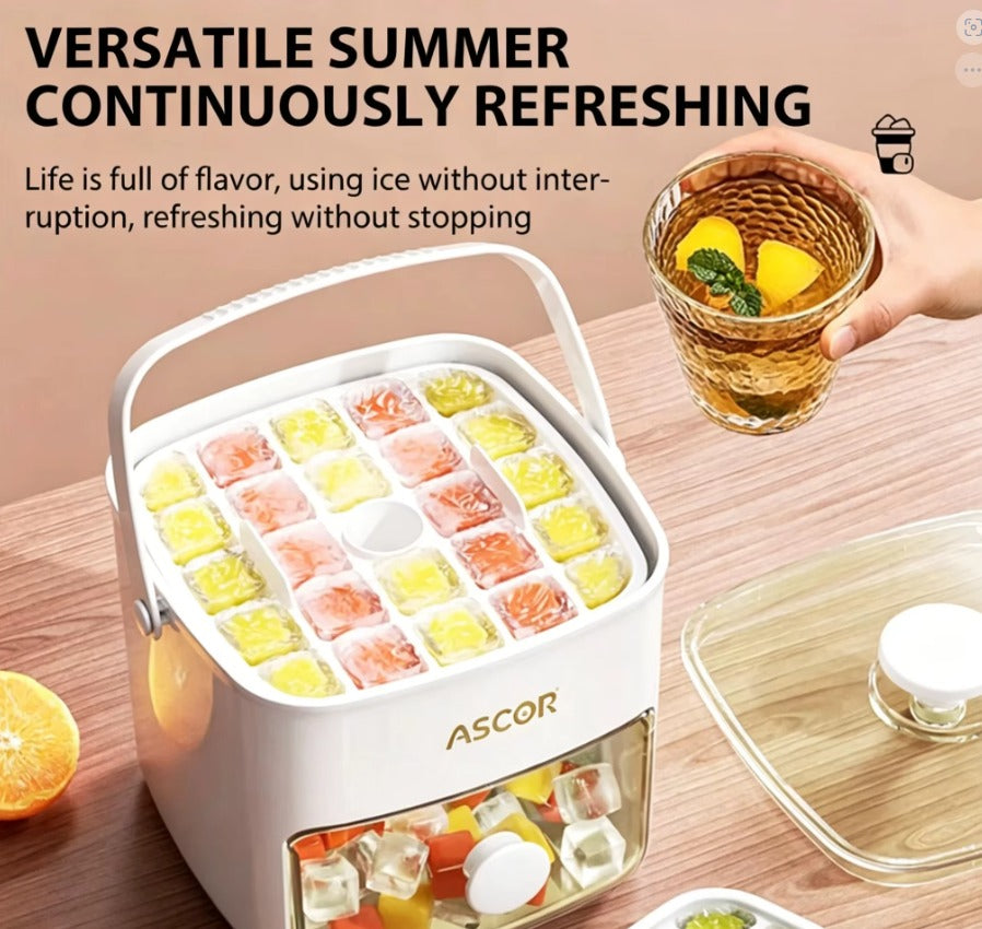 Smart Press-Type Ice Cube Maker & Dispenser with Storage Bin