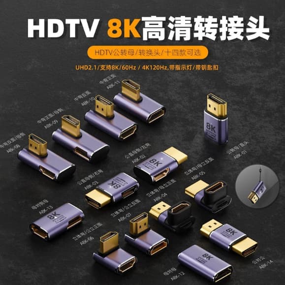 HDMI 2.1 Aluminum Adapter – 8K Support | محول HDMI 2.1 دعم 8K
