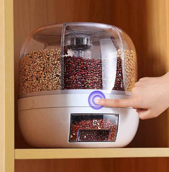Multi-Compartment Airtight Rice Storage Container | Moisture & Insect-Proof Grain Dispenser | Modern Kitchen Food Organizer