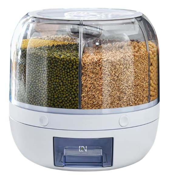 Multi-Compartment Airtight Rice Storage Container | Moisture & Insect-Proof Grain Dispenser | Modern Kitchen Food Organizer