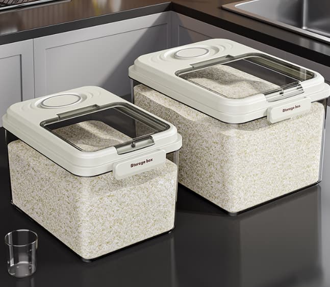 Airtight Rice Storage Container with Measuring Cup & Pour Spout